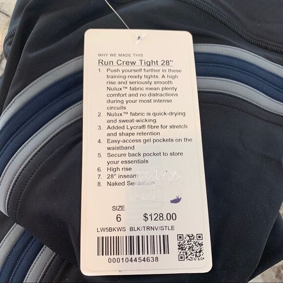 New LULULEMON Run Crew Tight Black Navy Gray 6 - Picture 7 of 7
